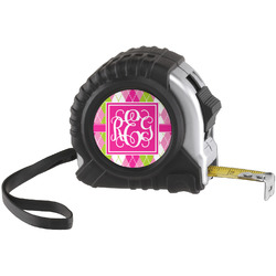 Pink & Green Argyle Tape Measure (25 ft) (Personalized)