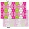 Pink & Green Argyle Tissue Paper - Lightweight - Small - Front & Back