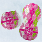 Pink & Green Argyle Burp Pads - Velour - Set of 2 w/ Monogram