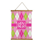 Pink & Green Argyle Wall Hanging Tapestry - Tall (Personalized)