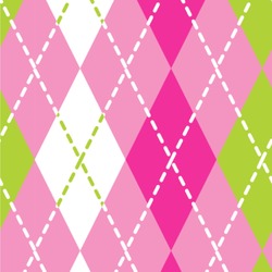 Pink & Green Argyle Wallpaper & Surface Covering (Peel & Stick 24"x 24" Sample)