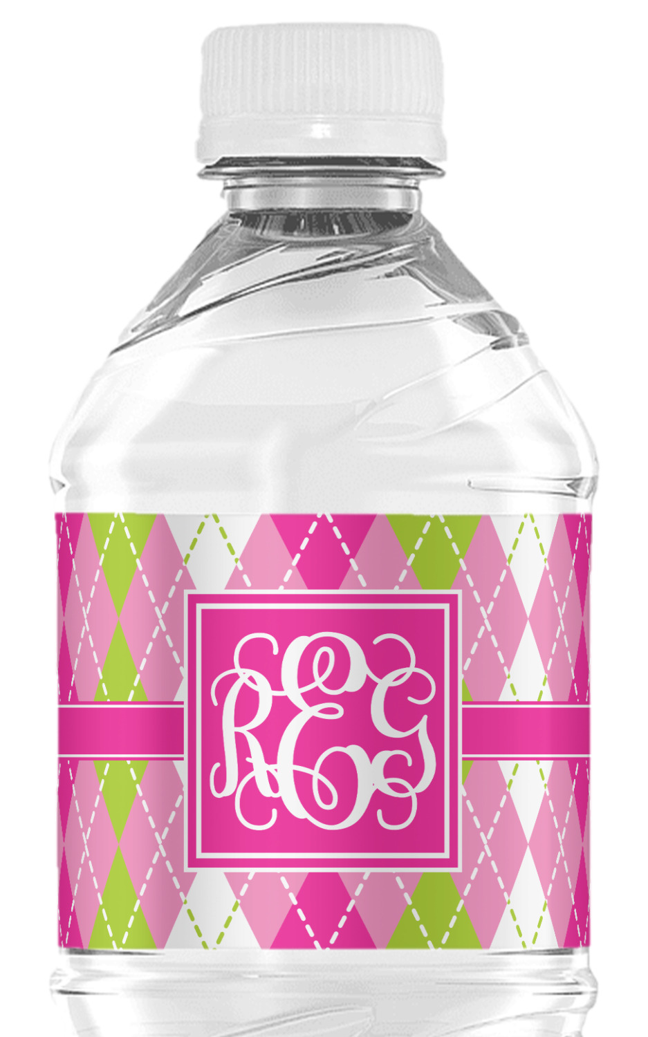 https://www.youcustomizeit.com/common/MAKE/224736/Pink-Green-Argyle-Water-Bottle-Label-Single-Front.jpg?lm=1667575595