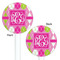 Pink & Green Argyle White Plastic 5.5" Stir Stick - Double Sided - Round - Front & Back