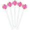 Pink & Green Argyle White Plastic 5.5" Stir Stick - Fan View