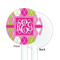 Pink & Green Argyle White Plastic 5.5" Stir Stick - Single Sided - Round - Front & Back