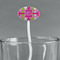 Pink & Green Argyle White Plastic 7" Stir Stick - Oval - Main