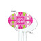 Pink & Green Argyle White Plastic 7" Stir Stick - Single Sided - Oval - Front & Back