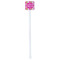 Pink & Green Argyle White Plastic Stir Stick - Double Sided - Square - Single Stick