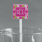 Pink & Green Argyle White Plastic Stir Stick - Square - Main