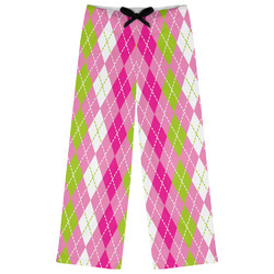 Pink & Green Argyle Womens Pajama Pants - M