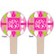 Pink & Green Argyle Wooden 4" Food Pick - Round - Double Sided - Front & Back