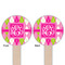 Pink & Green Argyle Wooden 6" Food Pick - Round - Double Sided - Front & Back