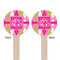 Pink & Green Argyle Wooden 6" Stir Stick - Round - Double Sided - Front & Back