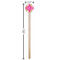 Pink & Green Argyle Wooden 7.5" Stir Stick - Round - Dimensions