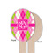 Pink & Green Argyle Wooden Food Pick - Oval - Single Sided - Front & Back