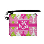 Pink & Green Argyle Wristlet ID Case w/ Monogram