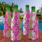 Pink & Green Argyle Zipper Bottle Cooler - Set of 4 - LIFESTYLE