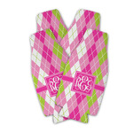 Pink & Green Argyle Zipper Bottle Cooler - Set of 4 (Personalized)