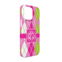 Pink & Green Argyle iPhone Case - Plastic - iPhone 13 (Personalized)