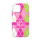 Pink & Green Argyle iPhone 13 Mini Tough Case - Back