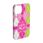 Pink & Green Argyle iPhone Case - Plastic - iPhone 15 Pro (Personalized)