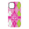 Pink & Green Argyle iPhone 15 Tough Case - Back