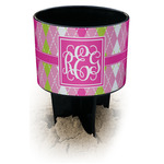 Pink & Green Argyle Black Beach Spiker Drink Holder (Personalized)