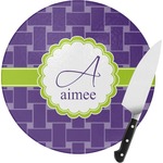 Waffle Weave Round Glass Cutting Board - Small (Personalized)