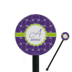 Waffle Weave 5.5" Round Plastic Stir Sticks - Black - Double Sided (Personalized)