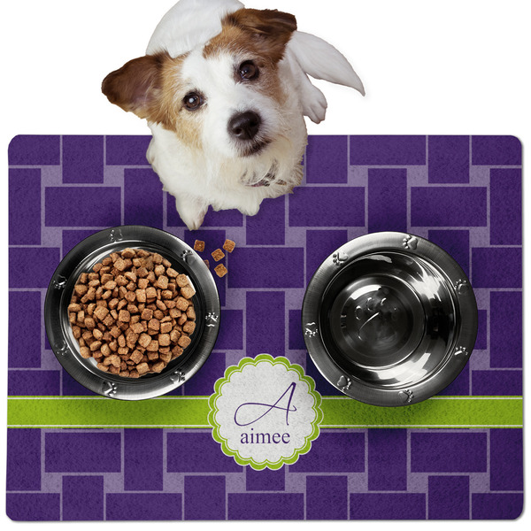 Custom Waffle Weave Dog Food Mat - Medium w/ Name and Initial