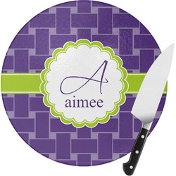 Waffle Weave Round Glass Cutting Board (Personalized)