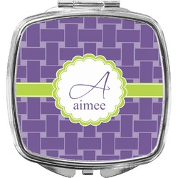 Waffle Weave Compact Makeup Mirror (Personalized)