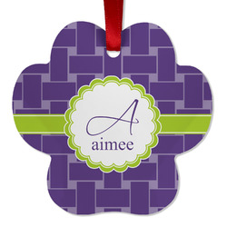 Waffle Weave Metal Paw Ornament - Double Sided w/ Name and Initial