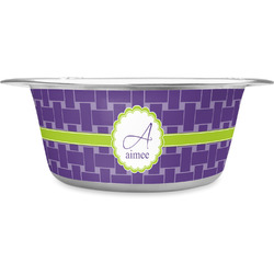Waffle Weave Stainless Steel Dog Bowl (Personalized)