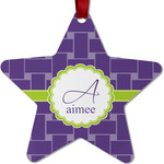 Waffle Weave Metal Star Ornament - Double Sided w/ Name and Initial