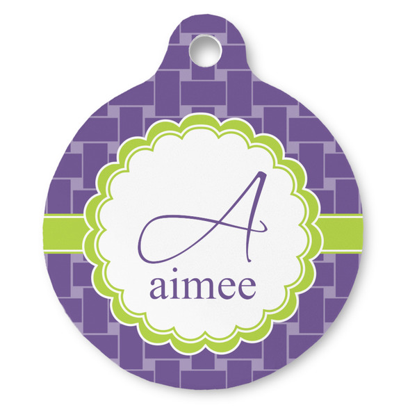 Custom Waffle Weave Round Pet ID Tag (Personalized)