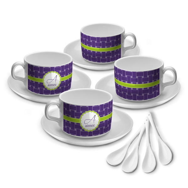 Custom Waffle Weave Tea Cup - Set of 4 (Personalized)