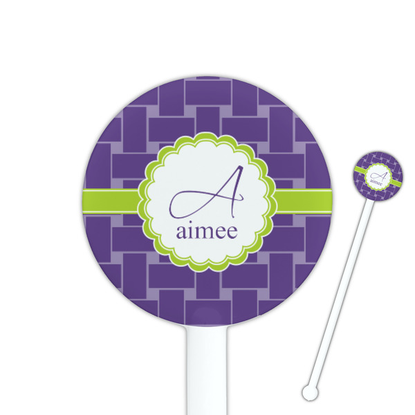 Custom Waffle Weave 5.5" Round Plastic Stir Sticks - White - Single Sided (Personalized)