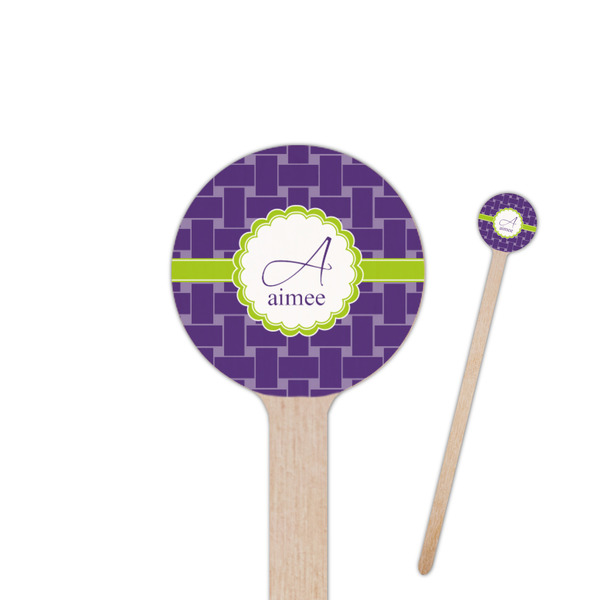 Custom Waffle Weave 6" Round Wooden Stir Sticks - Single Sided (Personalized)