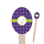 Waffle Weave Oval Wooden Food Picks - Double Sided (Personalized)