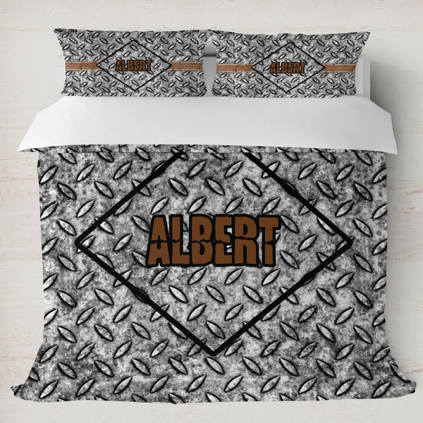 Custom Diamond Plate Duvet Cover Set - King (Personalized)