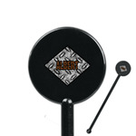 Diamond Plate 5.5" Round Plastic Stir Sticks - Black - Double Sided (Personalized)