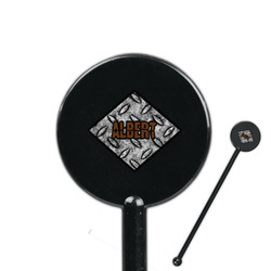 Diamond Plate 5.5" Round Plastic Stir Sticks - Black - Single Sided (Personalized)