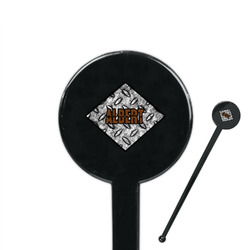 Diamond Plate 7" Round Plastic Stir Sticks - Black - Single Sided (Personalized)