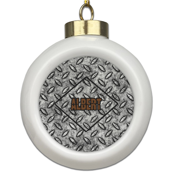 Custom Diamond Plate Ceramic Ball Ornament (Personalized)