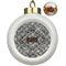 Diamond Plate Ceramic Christmas Ornament - Poinsettias (Front View)