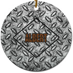 Diamond Plate Round Ceramic Ornament w/ Name or Text