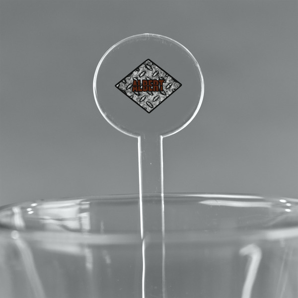 Custom Diamond Plate 7" Round Plastic Stir Sticks - Clear (Personalized)