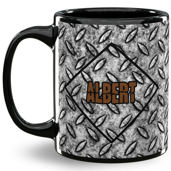 Custom Diamond Plate 11 Oz Coffee Mug - Black (Personalized)