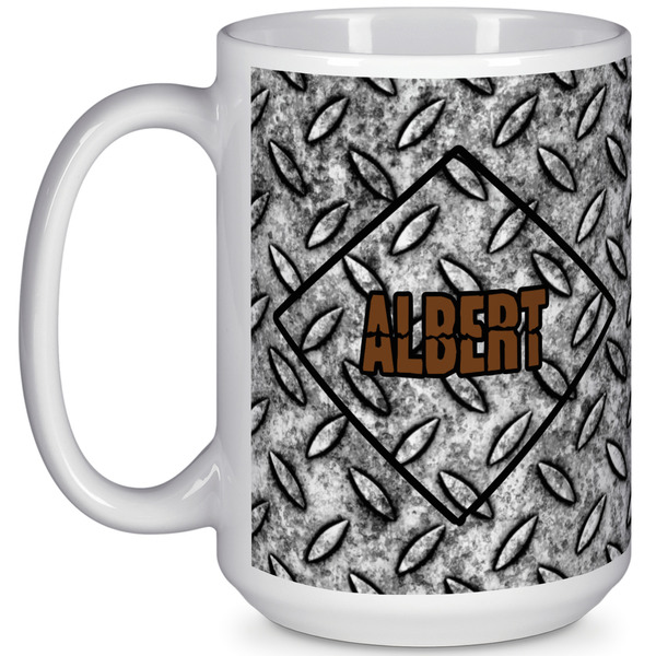 Custom Diamond Plate 15 Oz Coffee Mug - White (Personalized)